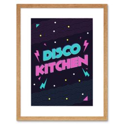 "Artery8 Wall Art Print Disco Kitchen 80s Art Framed 9x7 inch in Beige - Size: W7"" x H9""" - thumbnail 1
