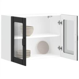 Berkfield Home Kitchen Wall Cabinet with Glass Door Lucca Black Engineered Wood - thumbnail 2