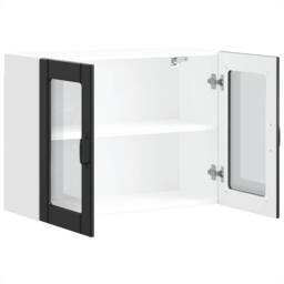 Berkfield Home Kitchen Wall Cabinet with Glass Door Lucca Black Engineered Wood - thumbnail 7