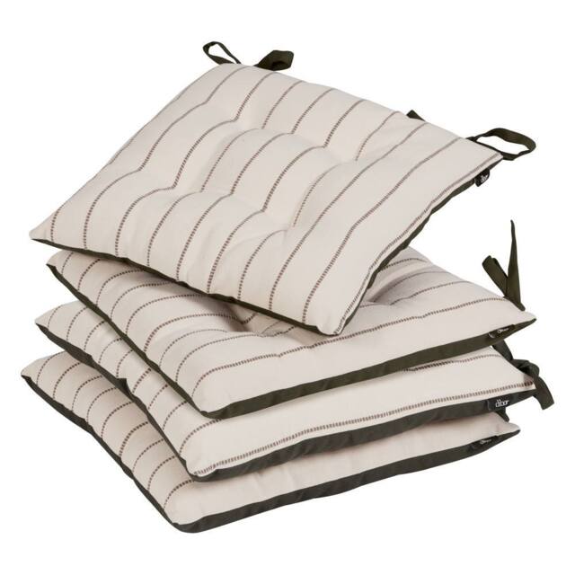 Dibor Set of 4 Colbrook Cotton Stripe Indoor Outdoor Garden Furniture Chair Sofa Seat Pads L40cm x W40cm in Brown - Size: 40 cm x 40 cm - image 1