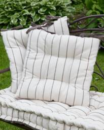 Dibor Set of 4 Colbrook Cotton Stripe Indoor Outdoor Garden Furniture Chair Sofa Seat Pads L40cm x W40cm in Brown - Size: 40 cm x 40 cm - thumbnail 2