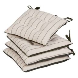 Dibor Set of 4 Colbrook Cotton Stripe Indoor Outdoor Garden Furniture Chair Sofa Seat Pads L40cm x W40cm in Brown - Size: 40 cm x 40 cm