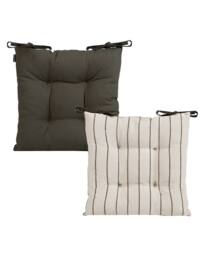 Dibor Set of 4 Colbrook Cotton Stripe Indoor Outdoor Garden Furniture Chair Sofa Seat Pads L40cm x W40cm in Brown - Size: 40 cm x 40 cm - thumbnail 3