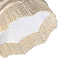 Happy Homewares White Sleek Satin Victorian Lamp Shade with Floral Leaf Decor & White Tassels - Size: 12 inches - thumbnail 5