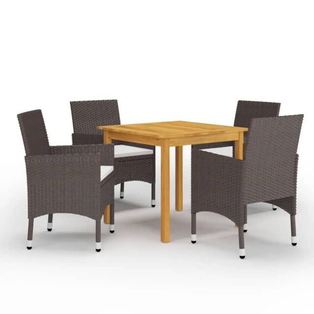Berkfield Home 5 Piece Garden Dining Set with Cushions Brown - image 1