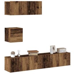 Berkfield Home 4 Piece TV Cabinet Set Wall-mounted Old Wood Engineered Wood in Brown - thumbnail 1