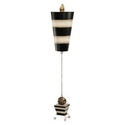 Loops Table Lamp Silver Leaf Ball Feet Taupe & Black Striped Base & Shade LED E27 60W