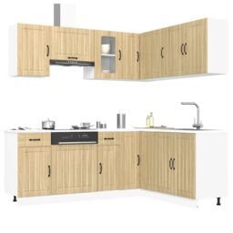Berkfield Home 11 Piece Kitchen Cabinet Set Kalmar Sonoma Oak Engineered Wood in Brown - thumbnail 1