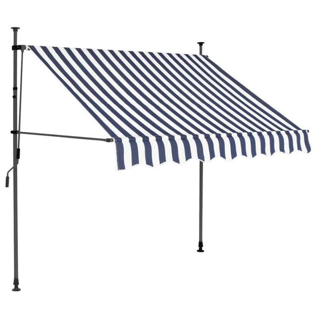 Berkfield Home Manual Retractable Awning with LED 150 cm Blue & White - image 1