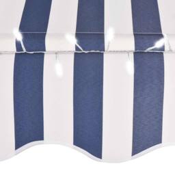 Berkfield Home Manual Retractable Awning with LED 150 cm Blue & White - thumbnail 5