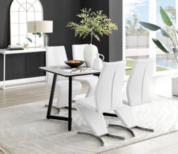 FurnitureboxUK Carson White Marble Effect Dining Table & 4 Willow Chairs - thumbnail 1