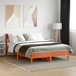 Berkfield Home Bed Frame without Mattress Wax Brown 140x200 cm Solid Wood Pine - thumbnail 3