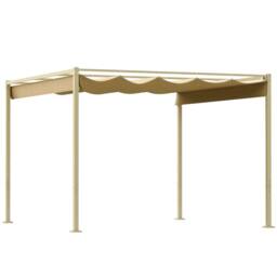 OUTSUNNY 3 x 3(m) Garden Pergola with Retractable Roof, UPF30+, Khaki - thumbnail 2