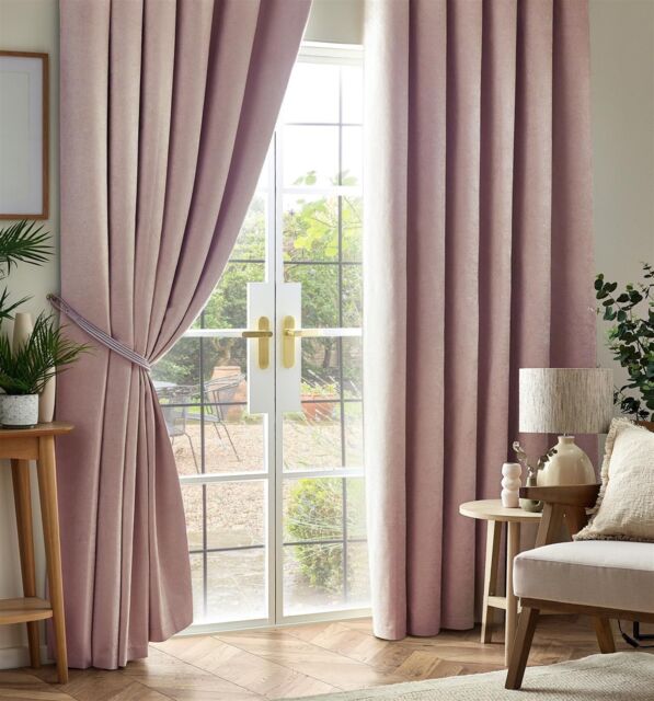 Luxury Living Chenille Blackout Pencil Pleat Top Curtains in Pink - Size: 168 cm width x 183 cm drop - image 1