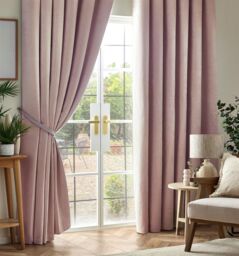 Luxury Living Chenille Blackout Pencil Pleat Top Curtains in Pink - Size: 168 cm width x 183 cm drop - thumbnail 1