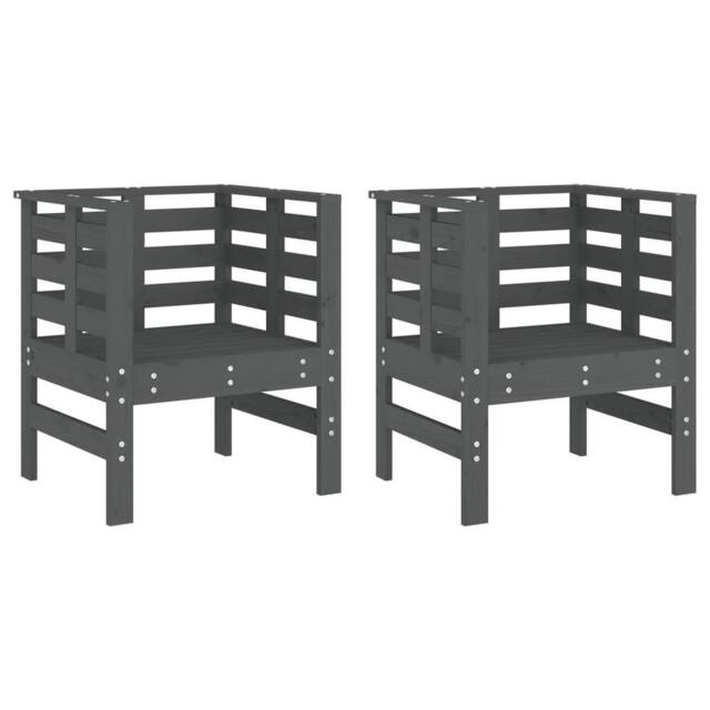 Berkfield Home Garden Chairs 2 pcs Grey 61.5x53x71 cm Solid Wood Pine - image 1
