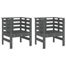 Berkfield Home Garden Chairs 2 pcs Grey 61.5x53x71 cm Solid Wood Pine - thumbnail 1