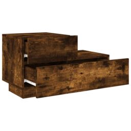 Berkfield Home Bedside Cabinet with LED Lights Smoked Oak 70x36x40.5 cm in Brown - thumbnail 6