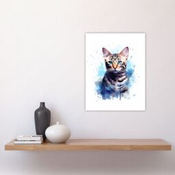 "Artery8 Wall Art Print Bengal Cat Lovers Gift Watercolour Pet Portrait Painting Artwork Poster - Size: W12"" x H16""" - thumbnail 4