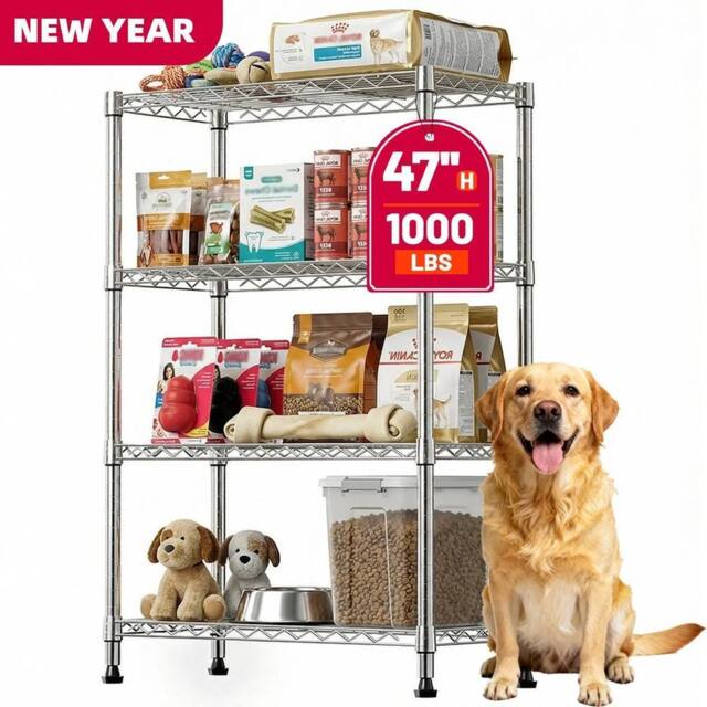 Kelvenix Shelving Steel Heavy Duty 4-Tier Utility Shelving in Silver - Size: 10000mm x 520mm - image 1