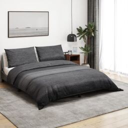 Berkfield Home Duvet Cover Set Dark Grey 225x220 cm Cotton - thumbnail 1