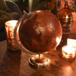 Madison & Mayfair Vintage Orange World Globe with Gold Detailing - thumbnail 1