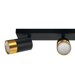 CGC Lighting 'Puzon' Black & Gold GU10 Adjustable Triple Three Head GU10 Ceiling Spotlight Bar Light - thumbnail 4