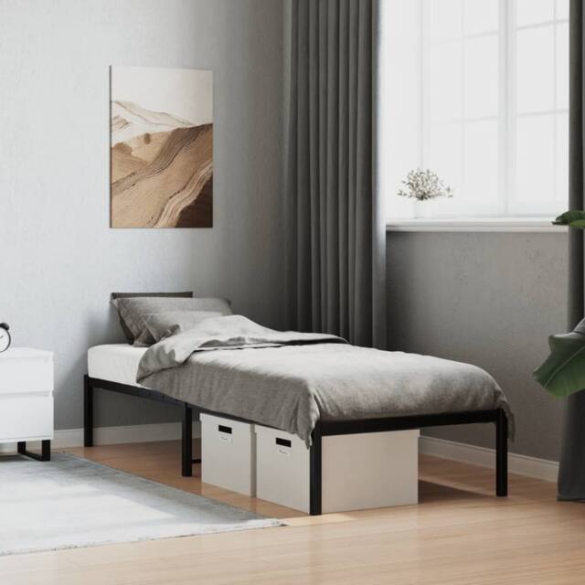 Berkfield Home Metal Bed Frame Black 75x190 cm Small Single - image 1
