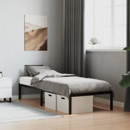 Berkfield Home Metal Bed Frame Black 75x190 cm Small Single - thumbnail 1