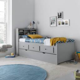Bedmaster Veera Guest Bed With Drawers & Trundle With Memory Foam Mattresses in Grey - Size: Single - thumbnail 3