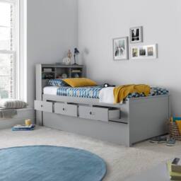Bedmaster Veera Guest Bed With Drawers & Trundle With Memory Foam Mattresses in Grey - Size: Single - thumbnail 4