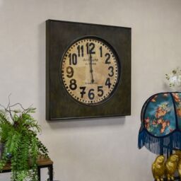 Madison & Mayfair Large Elegant Antiquité de Paris: Square Industrial Wall Clock in Black - thumbnail 4