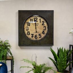 Madison & Mayfair Large Elegant Antiquité de Paris: Square Industrial Wall Clock in Black - thumbnail 1