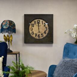 Madison & Mayfair Large Elegant Antiquité de Paris: Square Industrial Wall Clock in Black - thumbnail 3