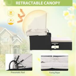 Gymax Outdoor Daybed PE Rattan Wicker Sunbed for 2 Persons in White - thumbnail 7