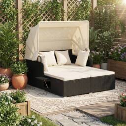 Gymax Outdoor Daybed PE Rattan Wicker Sunbed for 2 Persons in White - thumbnail 9