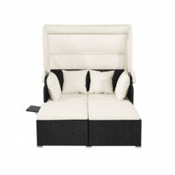 Gymax Outdoor Daybed PE Rattan Wicker Sunbed for 2 Persons in White