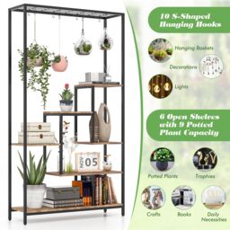 Costway 6-tier Tall Plant Stand 180cm Metal Indoor Corner Plant Shelf Display Rack - thumbnail 4