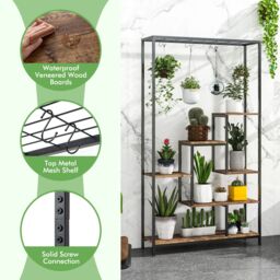 Costway 6-tier Tall Plant Stand 180cm Metal Indoor Corner Plant Shelf Display Rack - thumbnail 5