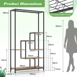 Costway 6-tier Tall Plant Stand 180cm Metal Indoor Corner Plant Shelf Display Rack - thumbnail 2
