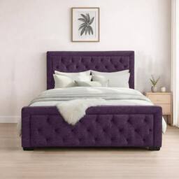 Bed Time UK Naples Bed Frame with Chesterfield Floor Standing Headboard & FB in Purple - Size: King - thumbnail 2