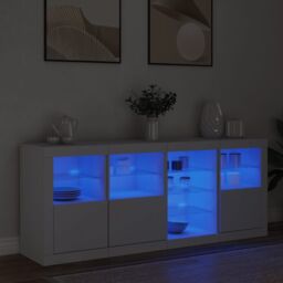 Berkfield Home Sideboard with LED Lights White 164x37x67 cm - Size: 164 x 37 x 67 cm - thumbnail 4