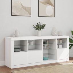 Berkfield Home Sideboard with LED Lights White 164x37x67 cm - Size: 164 x 37 x 67 cm - thumbnail 3