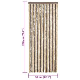 Berkfield Home Fly Curtain Dark Brown & Beige 56x200 cm Chenille - thumbnail 7
