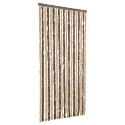 Berkfield Home Fly Curtain Dark Brown & Beige 56x200 cm Chenille - thumbnail 1