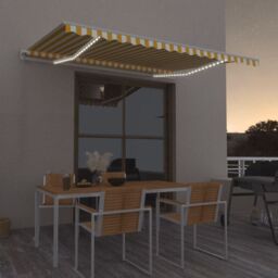 Berkfield Home Manual Retractable Awning with LED 400x350 cm Yellow & White