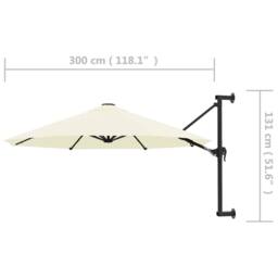 Berkfield Home Elegant Wall-Mounted Parasol with Metal Pole 300 cm Sand in Beige - thumbnail 8