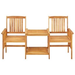 Berkfield Home Garden Chairs with Tea Table 159x61x92 cm Solid Acacia Wood in Brown - Size: 159 x 61 x 92 cm - thumbnail 2