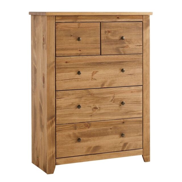 Lemon Pavilion Furniture Havana 3+2 Chest - Pine - L42 x W90 x H120 cm in Brown - Size: 1 Pack - image 1