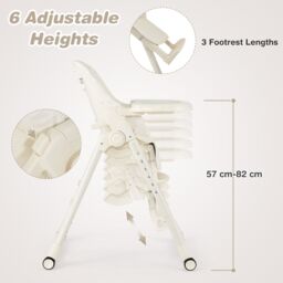 Gymax 4-in-1 Nursery High Chair Folding Feeding Chair With Footrest in Beige - thumbnail 7